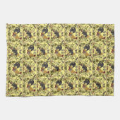 Art Nouveau Rooster & Hen Chickens Patroon Theedoek (Horizontaal)