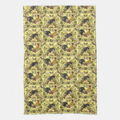 Art Nouveau Rooster & Hen Chickens Patroon Theedoek (Verticaal)