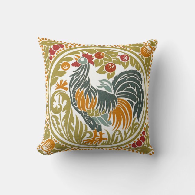 Art Nouveau Rooster Kussen (Voorkant)