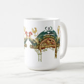 Art Nouveau Roosters & Kippen Koffiemok (Voorkant rechts)
