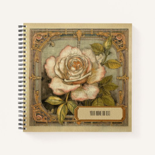 Art Nouveau Rosa gallica Notitieboek (Voorkant)