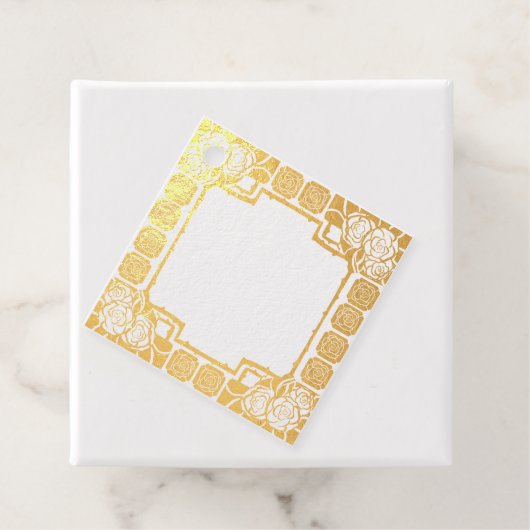 Art Nouveau Rose Border Rubber Stamp Bedankjes Labels (Met doos)