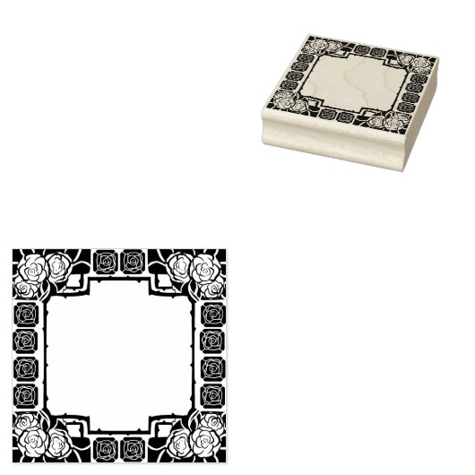 Art Nouveau Rose Border Rubber Stamp Rubberstempel (Gestempeld)