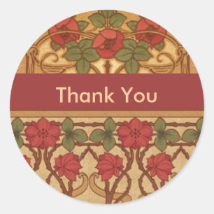 Art Nouveau RosesHartelijk dank Ronde Sticker