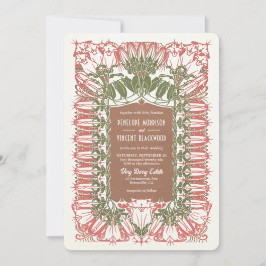 Art Nouveau Royal Lily Wedding Kaart (Voorkant)