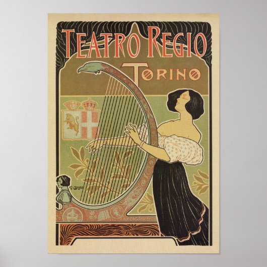 Art nouveau Royal Opera House Turin Torino Poster (Voorkant)