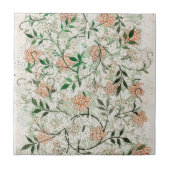 Art Nouveau Roze Bloemen Groene bladeren Tegeltje (Voorkant)