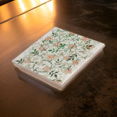 Art Nouveau Roze Bloemen Groene bladeren Tegeltje