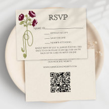 Art Nouveau Roze Bloemen QR Code in Bourgondiërood