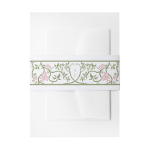 Art Nouveau Roze en Groene Bloemige Trouw