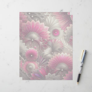 Art Nouveau Roze en Zilveren Fans