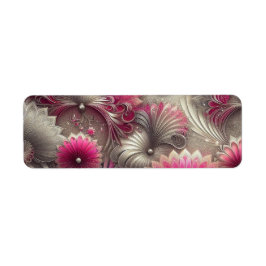 Art Nouveau Roze en Zilveren Fans Etiket