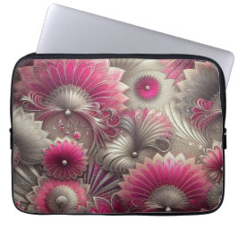 Art Nouveau Roze en Zilveren Fans Laptop Sleeve