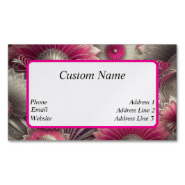 Art Nouveau Roze en Zilveren Fans Magnetisch Visitekaartje