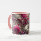 Art Nouveau Roze en Zilveren Fans Mok (Voorkant links)