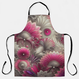 Art Nouveau Roze en Zilveren Fans Schort
