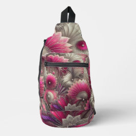 Art Nouveau Roze en Zilveren Fans Sling Bag