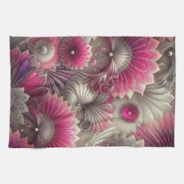 Art Nouveau Roze en Zilveren Fans Theedoek