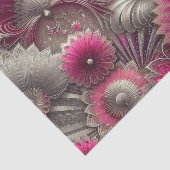 Art Nouveau Roze en Zilveren Fans Tissuepapier (Detail)