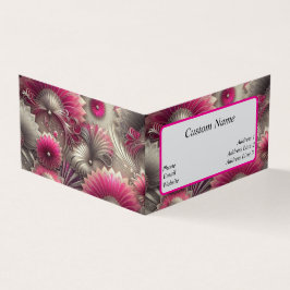 Art Nouveau Roze en Zilveren Fans Visitekaartje