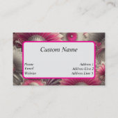 Art Nouveau Roze en Zilveren Fans Visitekaartje (Voorkant)