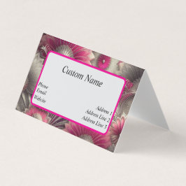 Art Nouveau Roze en Zilveren Fans Visitekaartje