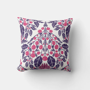 Art Nouveau Roze & Paarse- Bloemenschelp Kussen