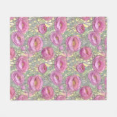 Art nouveau roze ranuculus fleece deken (Voorkant (Horizontaal))