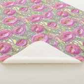 Art nouveau roze ranuculus sherpa deken (3/4)