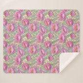 Art nouveau roze ranuculus sherpa deken (Voorkant (horizontaal))