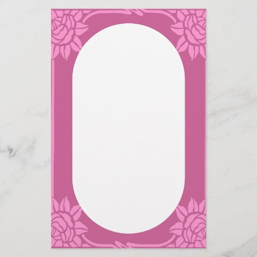 Art Nouveau Roze Roses Briefpapier (Voorkant)