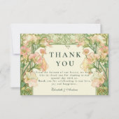 Art Nouveau Roze Sweet Pea Wedding Bedankkaart (Voorkant)