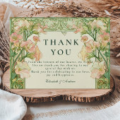 Art Nouveau Roze Sweet Pea Wedding Bedankkaart