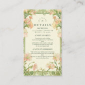 Art Nouveau Roze Sweet Pea Wedding Informatiekaartje (Voorkant)
