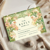 Art Nouveau Roze Sweet Pea Wedding RSVP Kaartje