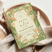 Art Nouveau Roze Sweet Pea Wedding Save The Date