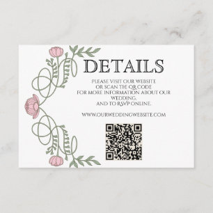 Art Nouveau Roze Trouwdetails Website QR Informatiekaartje