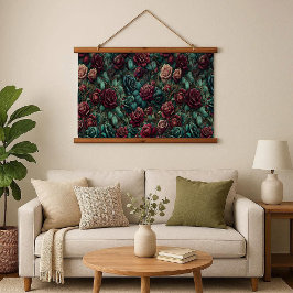 Art Nouveau Roze Turkoois Gouden Houten Lijst Tapi Hangend Wandkleed