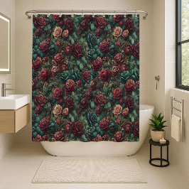 Art Nouveau Roze Turquoise Gouden Bloemendoek Douchegordijn