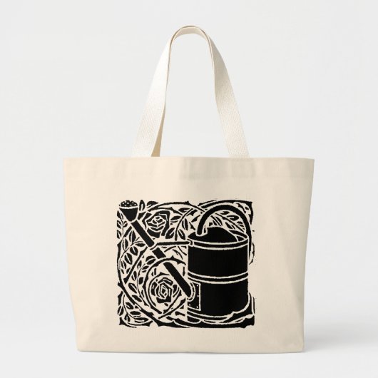 Art Nouveau Rozen en Watering Can Grote Tote Bag (Voorkant)