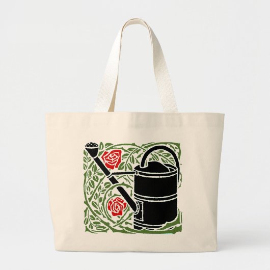 Art Nouveau Rozen en Watering Can Grote Tote Bag (Voorkant)