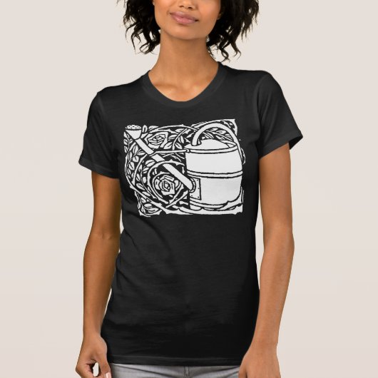 Art Nouveau Rozen en Watering Can T-shirt (Voorkant)