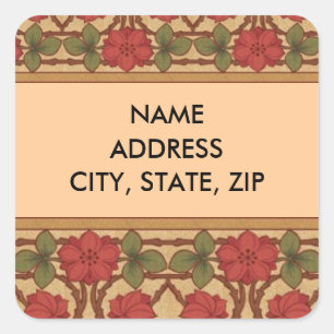 Art Nouveau Rozen Ontwerp Vierkante Sticker