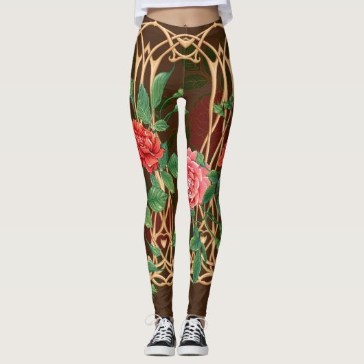 Art Nouveau Rozen: rieten imitatie Leggings (Voorkant)