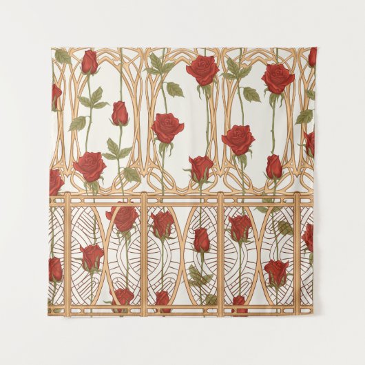 Art Nouveau Rozen: Warm  Wandkleed (Voorkant)