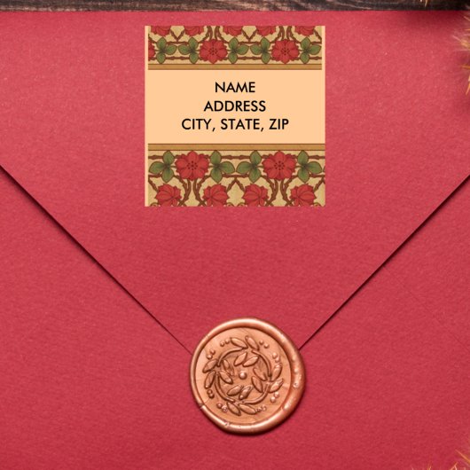 Art Nouveau Rozenontwerp Vierkante Sticker