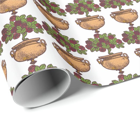 Art Nouveau rozentuin bloemendesign uit het verled Cadeaupapier (Rol Hoek)