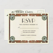 Art Nouveau RSVP bruiloft Briefkaarten I (Voorkant / Achterkant)