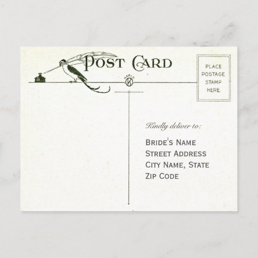 Art Nouveau RSVP bruiloft Briefkaarten I (Achterkant)