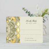 Art Nouveau RSVP kaart bruiloft warme aarde tonen (Staand Voorkant)